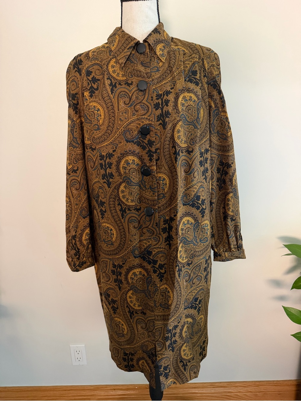 Vintage Valentino Paisley Long Sleeve Shift Dress